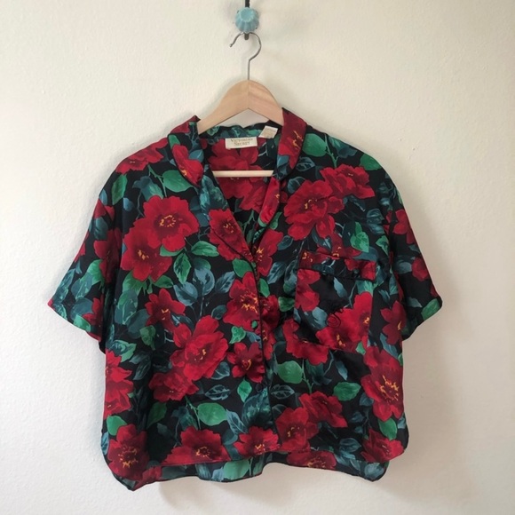 🆕vintage VICTORIAS SECRET red floral short pj set - Picture 3 of 7